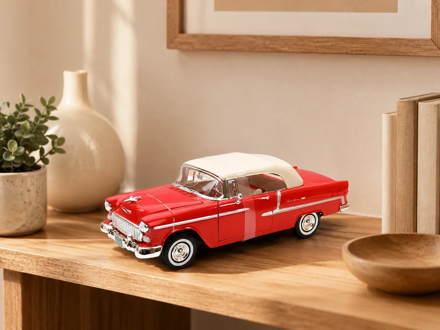 Lisanslı 1:18 1955 Chevy Bel Air Metal Model Araba