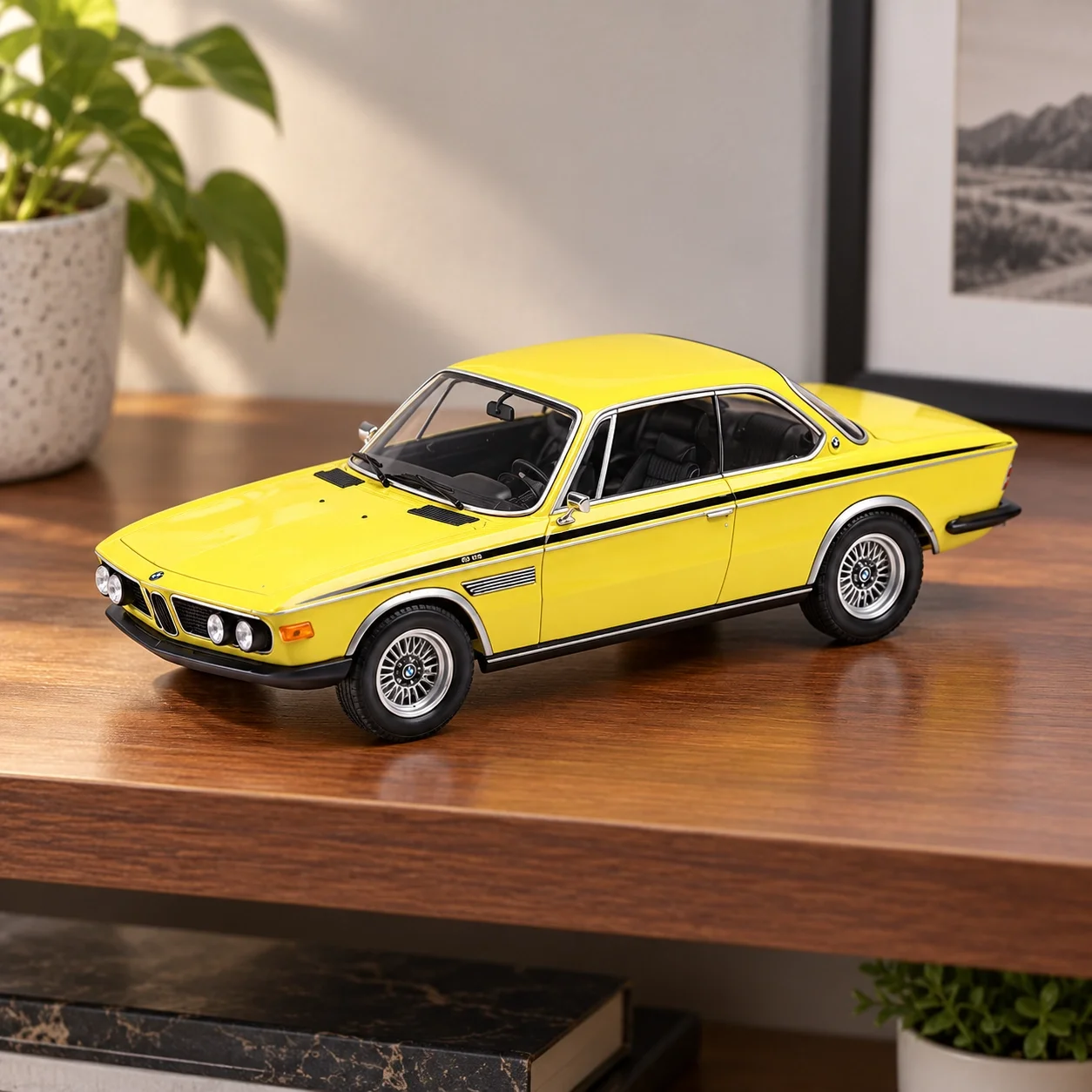Lisanslı 1/18 BMW 3.0 CSL 1971 Sarı Model Araba | Minichamps