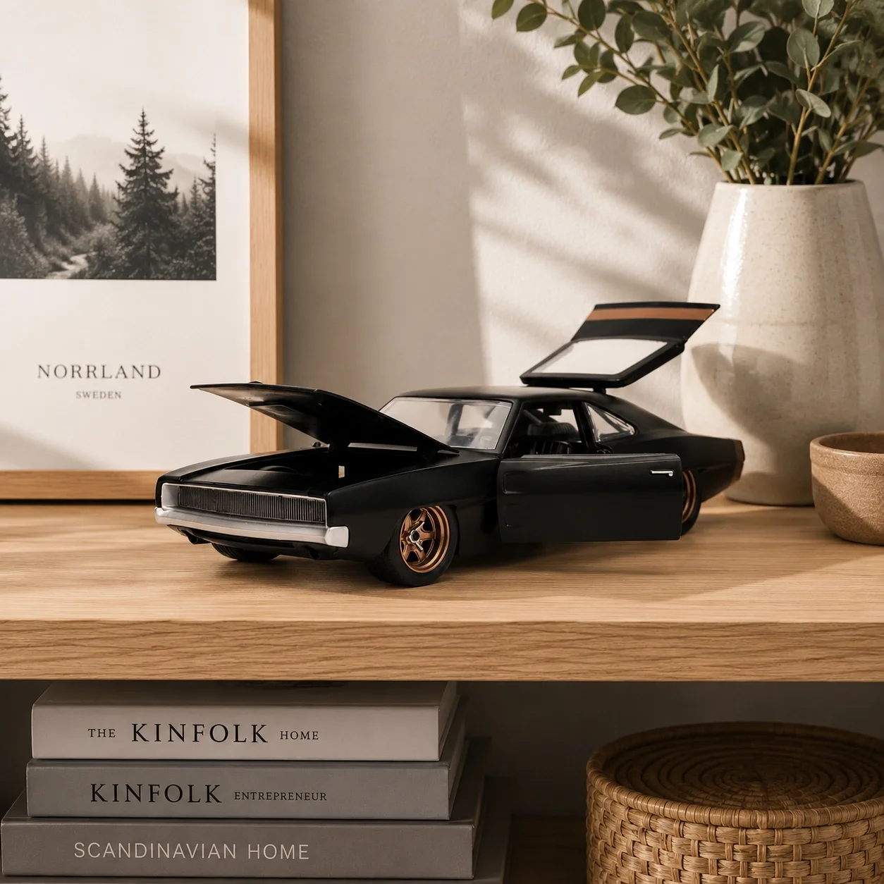 Lisanslı 1968 Dodge Charger 1:24 Die-Cast Metal Model Araba