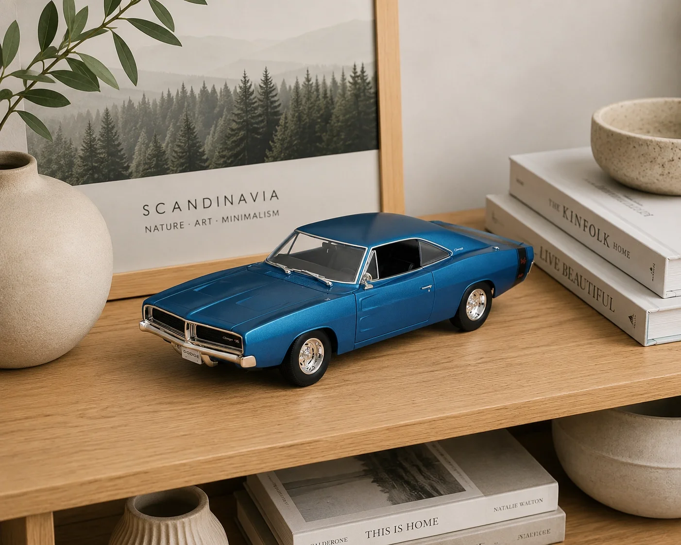 Lisanslı 1969 Dodge Charger RT 1:25 Metal Model Araba