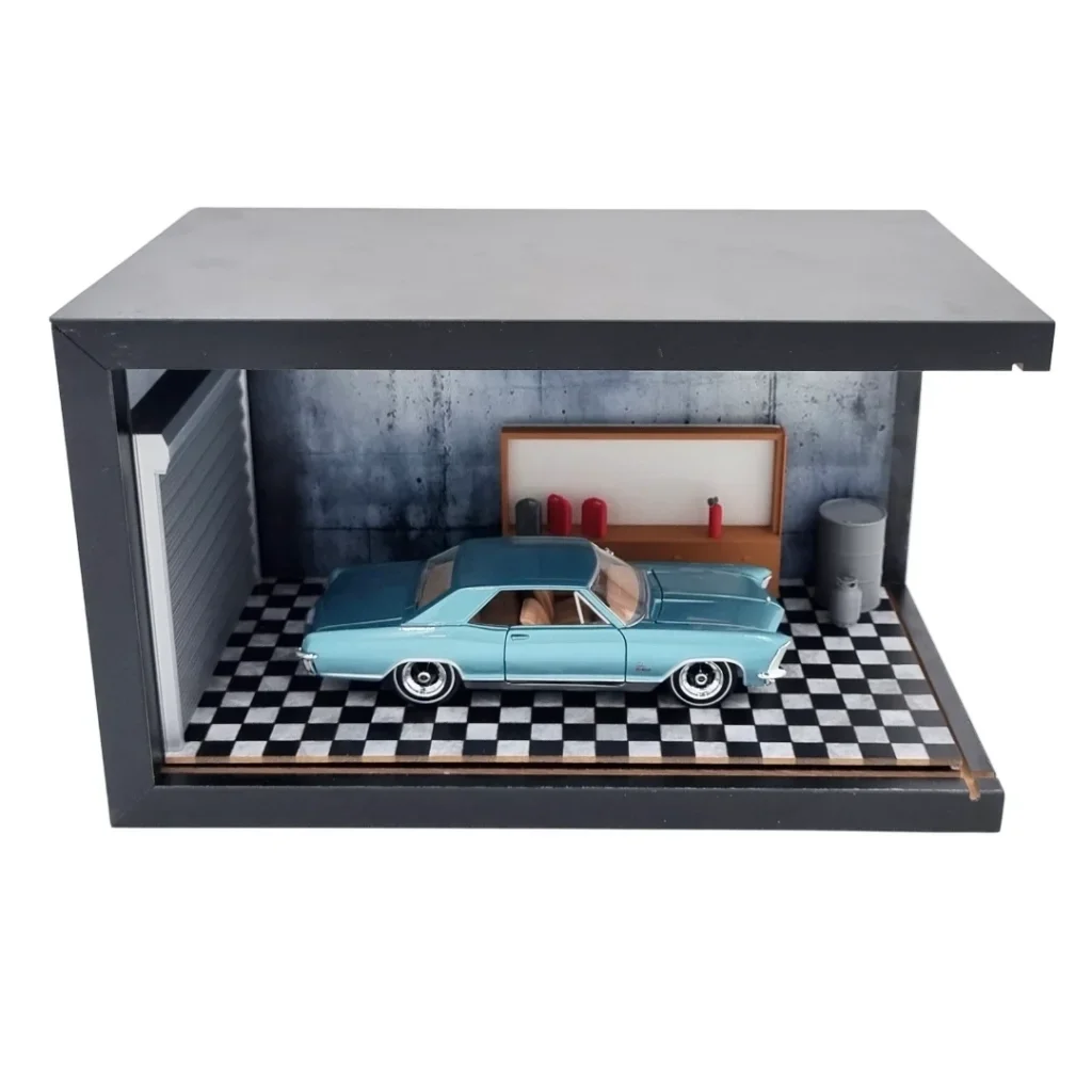 Pastel Garage Ahşap Işıklı Mobilya Diorama Vitrin | Buick Riviera