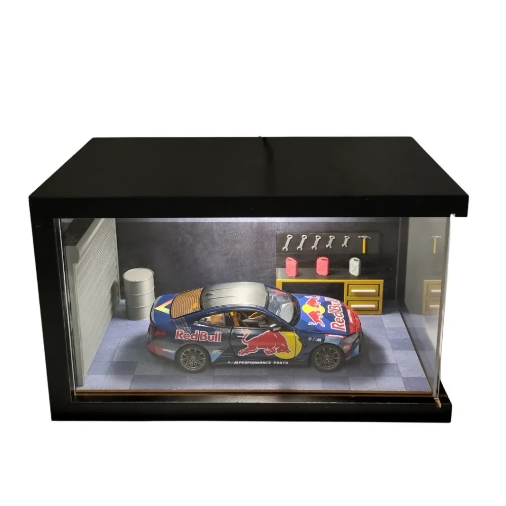 Pit Stop Power Red Bull Garage Ahşap Işıklı Mobilya Diorama Vitrin | BMW M4