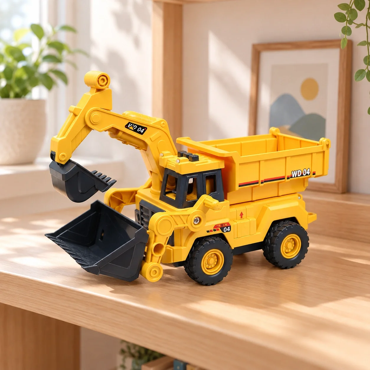 Sesli Işıklı Ekskavatörlü Damperli Kamyon 33 Cm