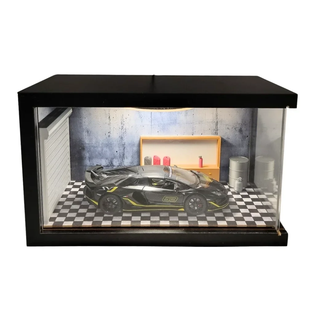 Shadow Grid Ahşap Işıklı Mobilya Diorama Vitrin | Lamborghini Aventador