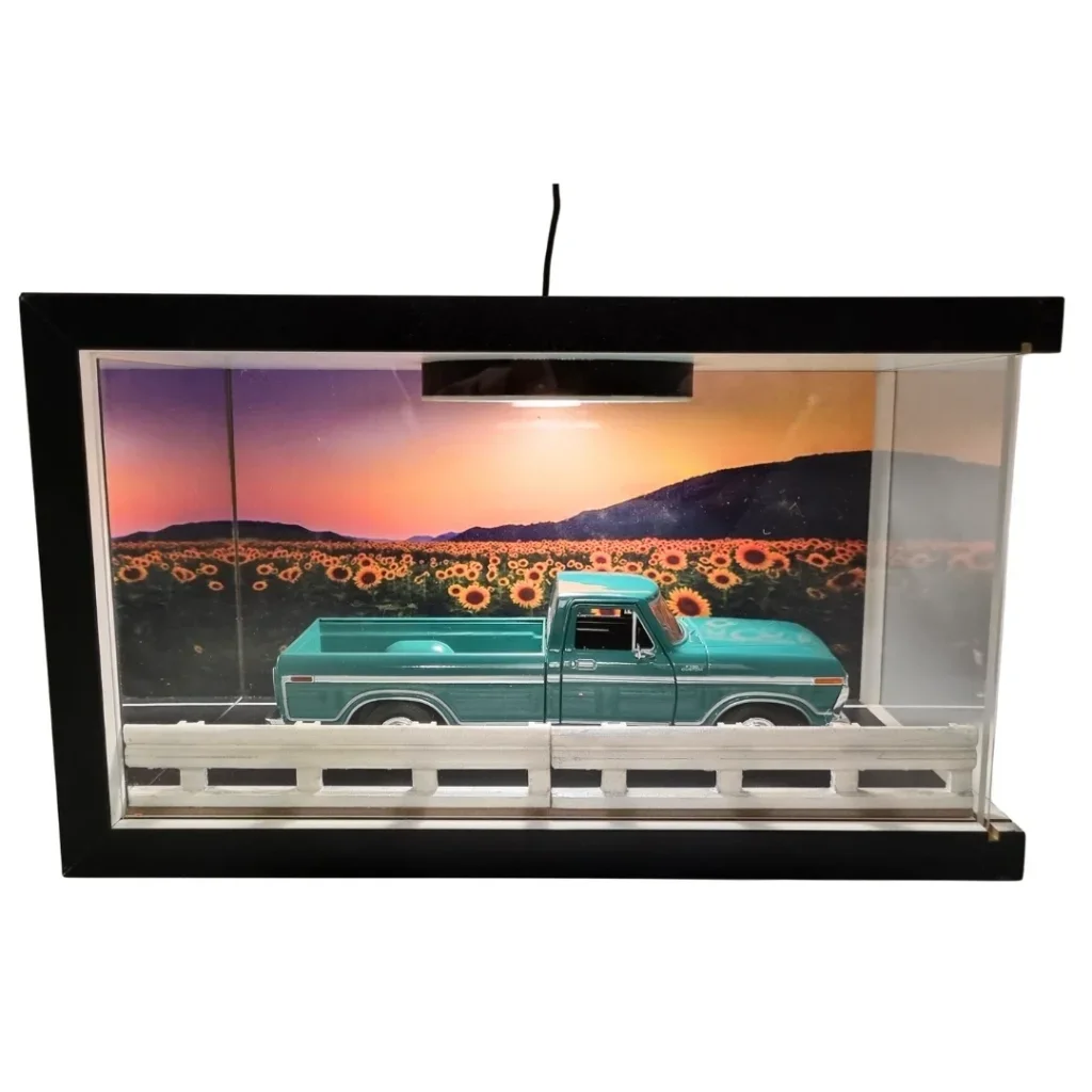 Sunflower Route Ahşap Işıklı Mobilya Diorama Vitrin | Ford F-150 Pick Up