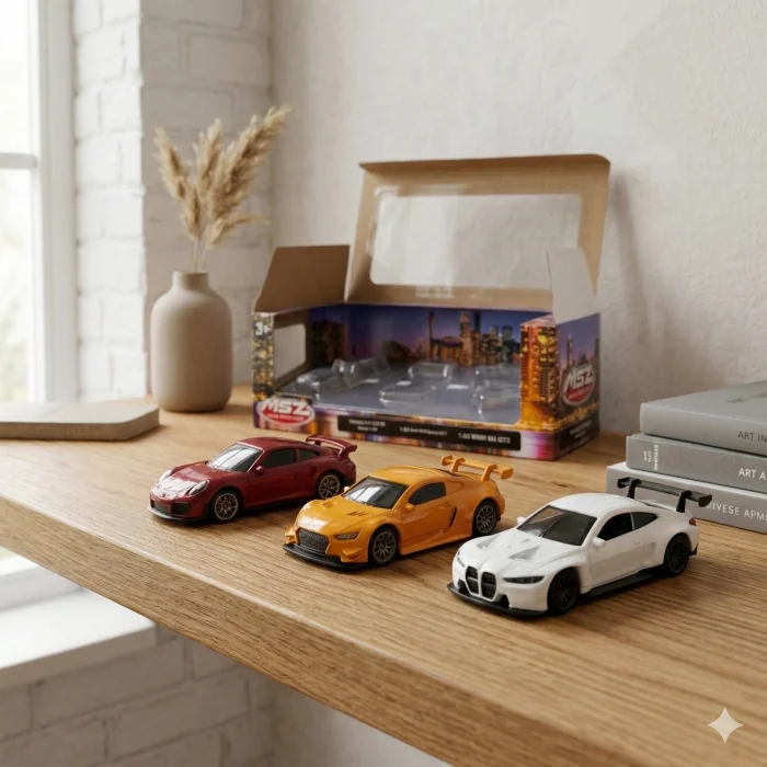 1:64 Performans Seçkisi Metal Model Araba Koleksiyonu | Porsche 911 GT3 RS, Audi R8 GT, BMW M4 GTS (Üçlü Set)