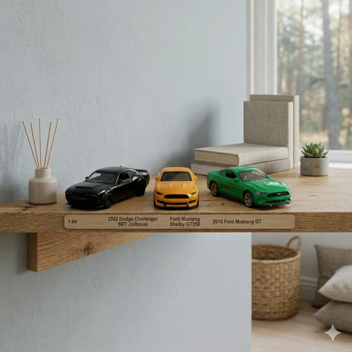 1:64 Amerikan Gücü Metal Model Araba Koleksiyonu | Dodge Challenger SRT Jailbreak, Ford Mustang Shelby GT350, Ford Mustang GT (Üçlü Set)