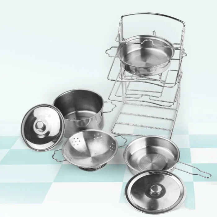7 Parça Raflı Çelik Tencere Tava Seti