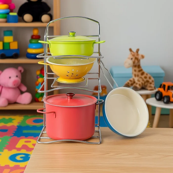 7 Parça Raflı Renkli Emaye Tencere Tava Seti