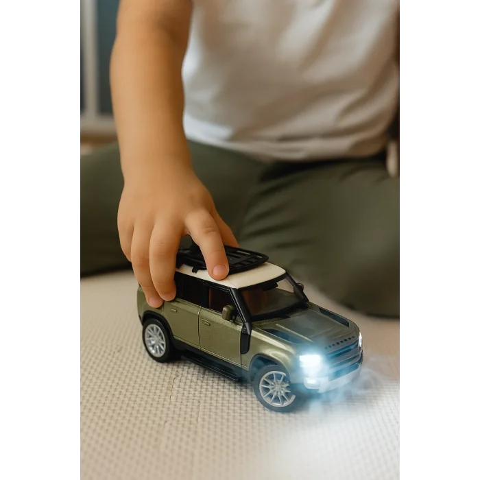 Çek Bırak 1:22 Sesli Ve Işıklı Buharlı Land Discovery Metal Jeep