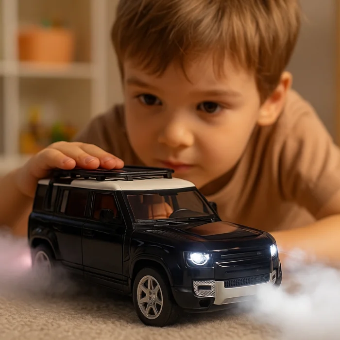 Çek Bırak 1:22 Sesli Ve Işıklı Buharlı Land Discovery Metal Jeep