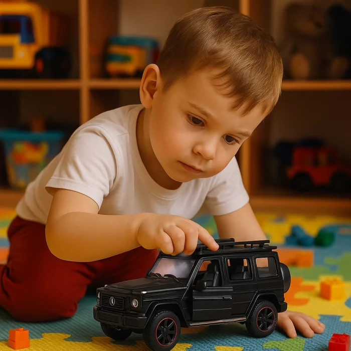 Çek Bırak 1:22 Sesli ve Işıklı Buharlı Mercedes G-Lüx Metal Jeep