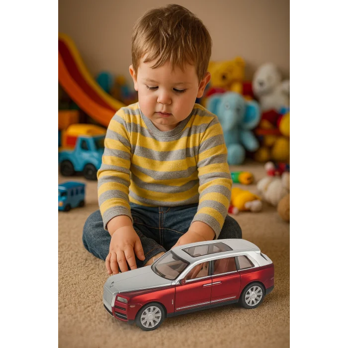 Çek Bırak 1:22 Sesli Ve Işıklı Buharlı Rolls Royce Metal Jeep