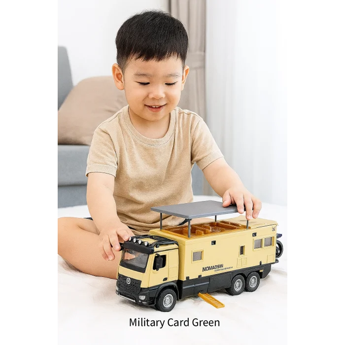 Çek Bırak Işıklı Sesli Metal Karavan | Haki Yeşili