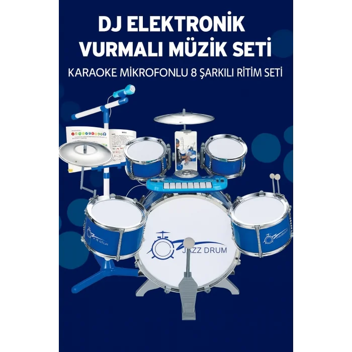 DJ Elektronik Vurmalı Müzik Seti | Karaoke Mikrofonlu 8 Şarkılı Ritim Seti