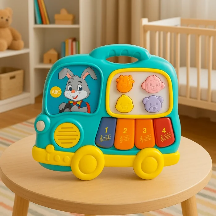 Işıklı ve Müzikli Kutulu Otobüs Bebek Piyanosu