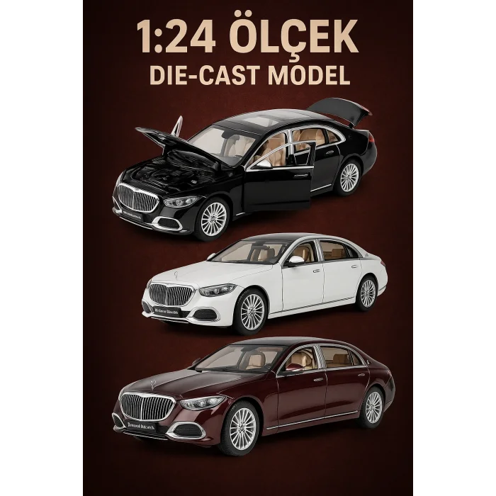 Mercedes Maybach Çek Bırak 1:24 Işıklı ve Sesli Model Araba | Siyah