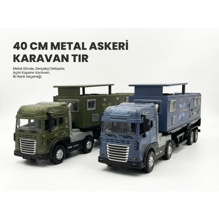 Metal Askeri Karavan Tır Sesli Işıklı Sürtmeli | 40 Cm