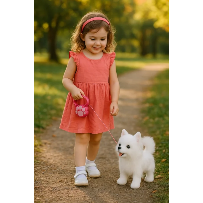 Pamuk – Yürüyen ve Havlayan Tasmalı Beyaz Sevimli Dost