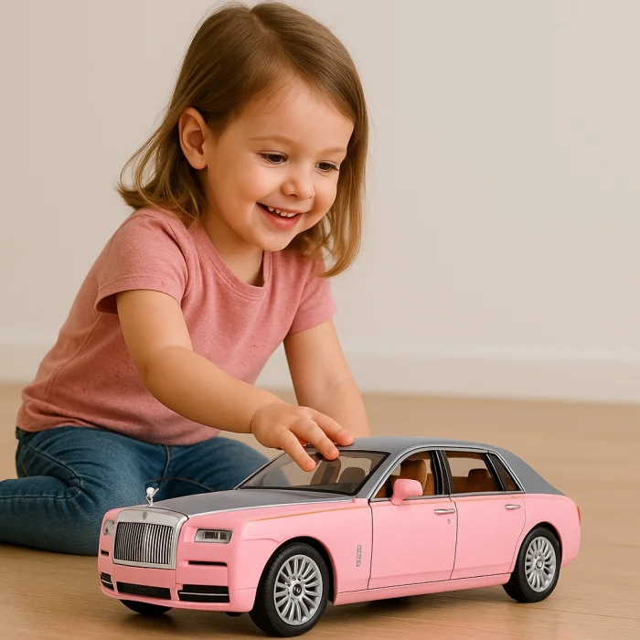 Pembe Rolls Royce Sesli Işıklı Çek Bırak Metal Araba