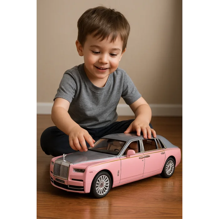 Pembe Rolls Royce Sesli Işıklı Çek Bırak Metal Araba