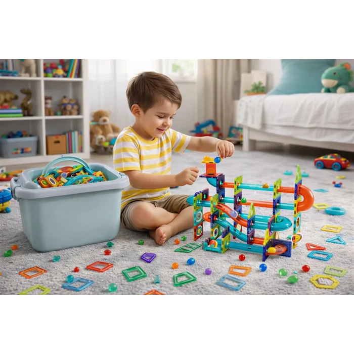 Renkli Yol Macerası – 96 Parça Manyetik Blok Seti