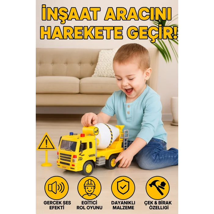 Sürtmeli Sesli Işıklı Mikser Kamyon | İnşaat Oyuncak Aracı