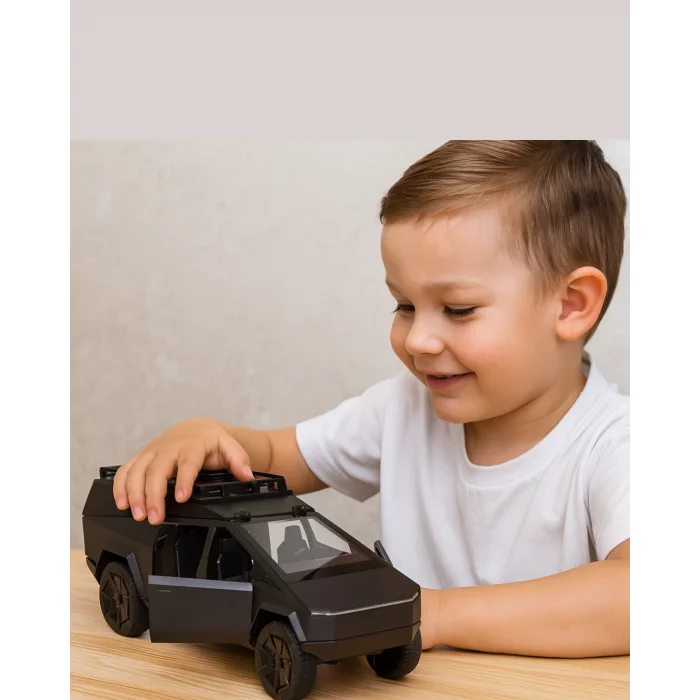 Tesla Cybertruck Siyah Metal Araba 1:24 | Işıklı Sesli Çek Bırak Model