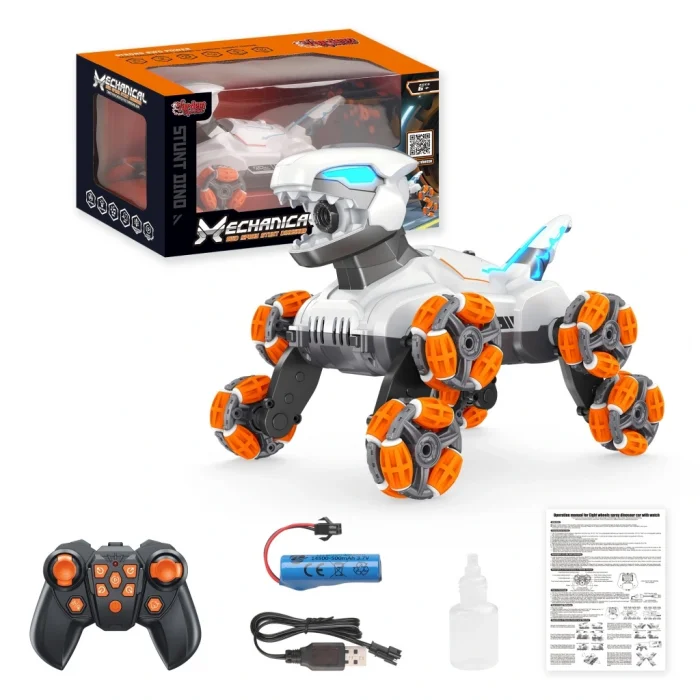 Uzaktan Kumandalı Full Fonksiyon 8 Teker Buharlı 2.4G Şarjlı Dinozor Araba