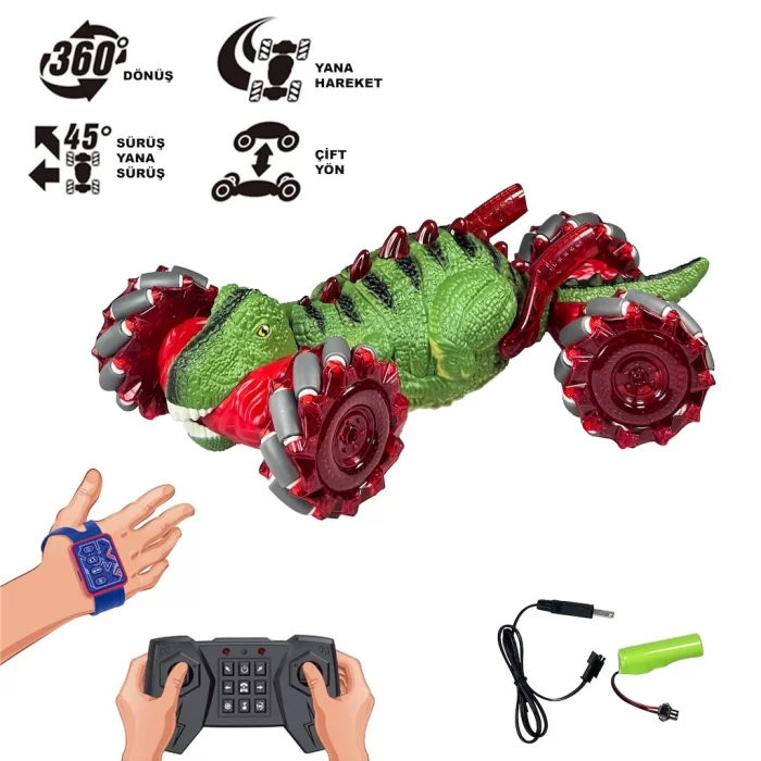 Uzaktan Kumandalı Full Fonksiyon Bilekten Kontrol Şarjlı 2.4G Dinazor Araba