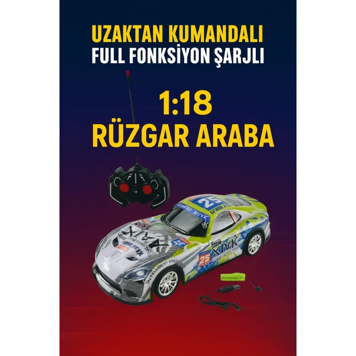 Uzaktan Kumandalı Full Fonksiyon Şarjlı 1:18 Rüzgar Araba
