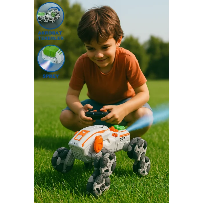 Uzaktan Kumandalı Full Fonksiyon Şarjlı 2,4G 8 Teker Buhar Atan Stunt Köpek Araba