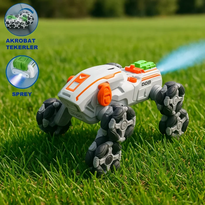 Uzaktan Kumandalı Full Fonksiyon Şarjlı 2,4G 8 Teker Buhar Atan Stunt Köpek Araba