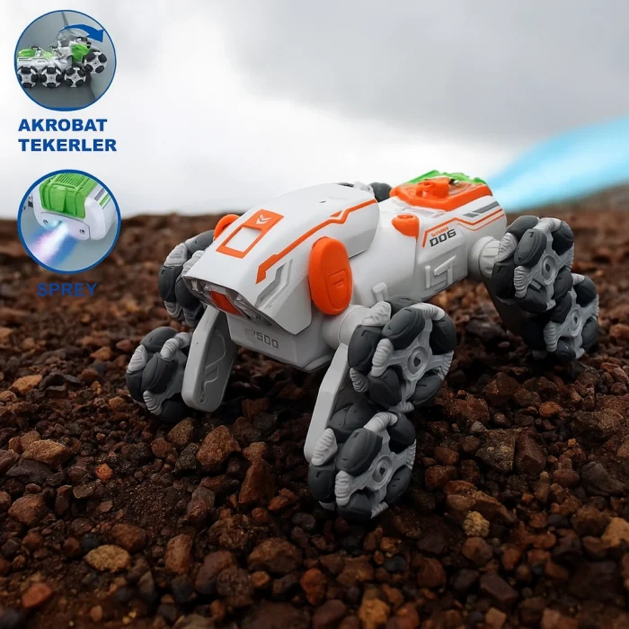 Uzaktan Kumandalı Full Fonksiyon Şarjlı 2,4G 8 Teker Buhar Atan Stunt Köpek Araba