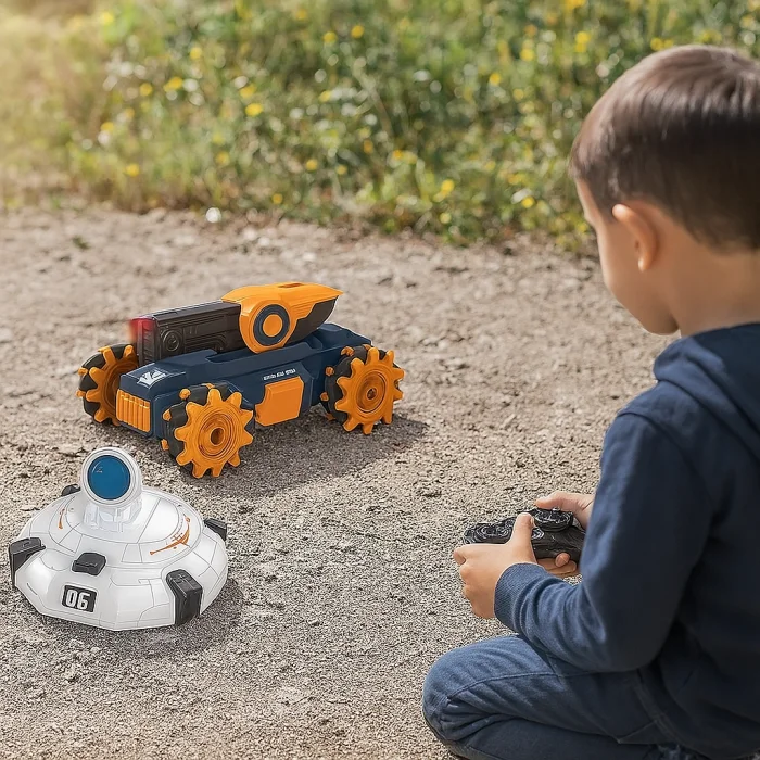 Uzaktan Kumandalı Full Fonksiyon Şarjlı 2.4G Ufo Avcısı Akrobatik Tank Araba