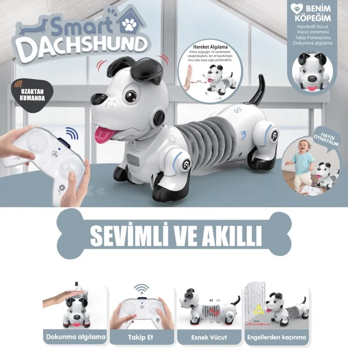 Uzaktan Kumandalı Işıklı ve Sesli Sevimli Akıllı Köpek