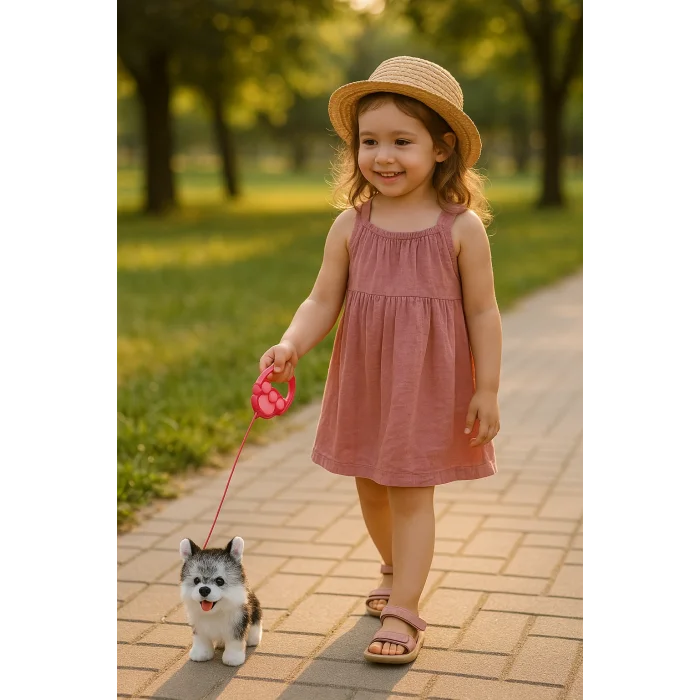 Yürüyen ve Havlayan Peluş Tasmalı Husky