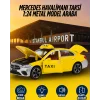 Çek Bırak Metal Mercedes Havalimanı Sarı Taksi 1:24 | Işıklı ve Sesli Oyuncak Araba