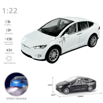Çek Bırak 1:22 Sesli ve Işıklı Buharlı Tesla Metal Araba