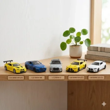 BMW 1:64 Metal Model Araba Koleksiyonu | M8 GTE, M8, i7, M4 GT3, 3.0 CSL (Beşli Set)