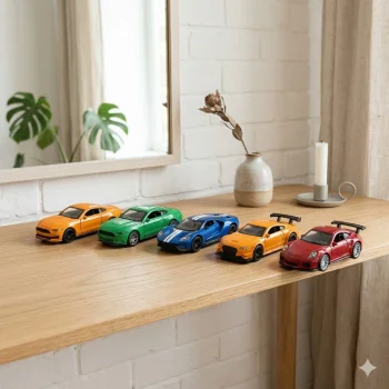 1:64 Yol ve Pist Efsaneleri Metal Model Araba Koleksiyonu | Ford Mustang, Ford Mustang GT, Ford GT, Nissan GT-R, Porsche 911 GT3 RS (Beşli Set)