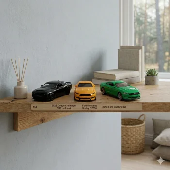 1:64 Amerikan Gücü Metal Model Araba Koleksiyonu | Dodge Challenger SRT Jailbreak, Ford Mustang Shelby GT350, Ford Mustang GT (Üçlü Set)