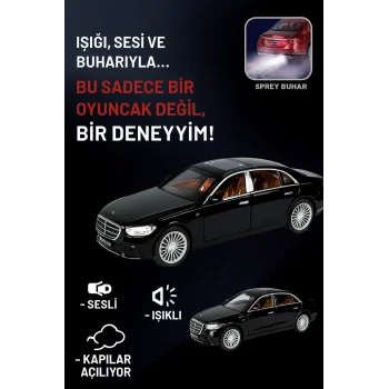 Die-Cast 1:22 Maybach Çek-Bırak Model Araba - Buhar Spreyli, Işık ve Ses Efektli