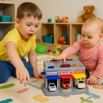 Işıklı Müzikli Acil İlk Yardım Garajı | Ambulans, Polis, İtfaiye Seti