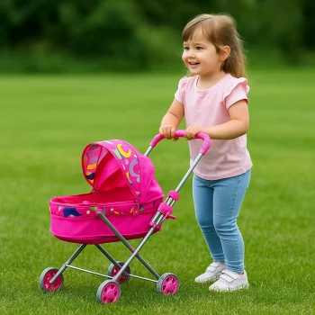 Katlanabilir Metal Beşik Bebek Arabası Oyuncak | Gerçekçi ve Renkli Tasarım