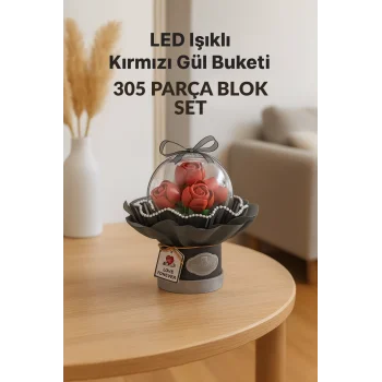 LED Işıklı Kırmızı Gül Buketi – 305 Parça Blok Seti