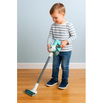 Mavi Dikey Elektrik Süpürge Oyuncak | Vakum Fonksiyonlu ve Aksesuar Başlıklı