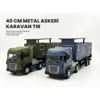 Metal Askeri Karavan Tır Sesli Işıklı Sürtmeli | 40 Cm