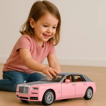 Pembe Rolls Royce Sesli Işıklı Çek Bırak Metal Araba