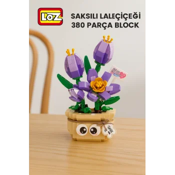 Saksılı Lale Çiçeği 380 Parça Blok Seti